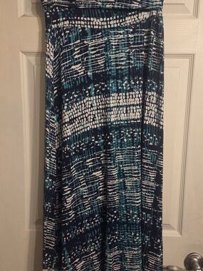 Blue & Teal Patterned Maxi Skirt